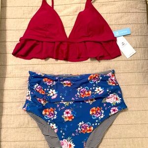 Cupshe high waisted bikini with reversible bottom.